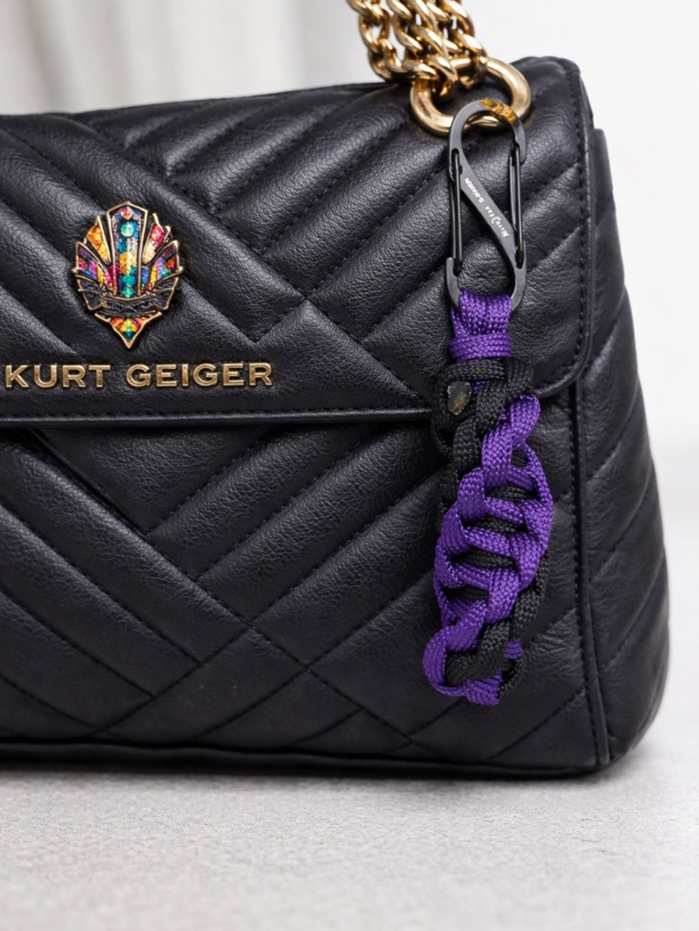 Handmade Braided Key/Bag Charm Purple and Black | Pick Your Size